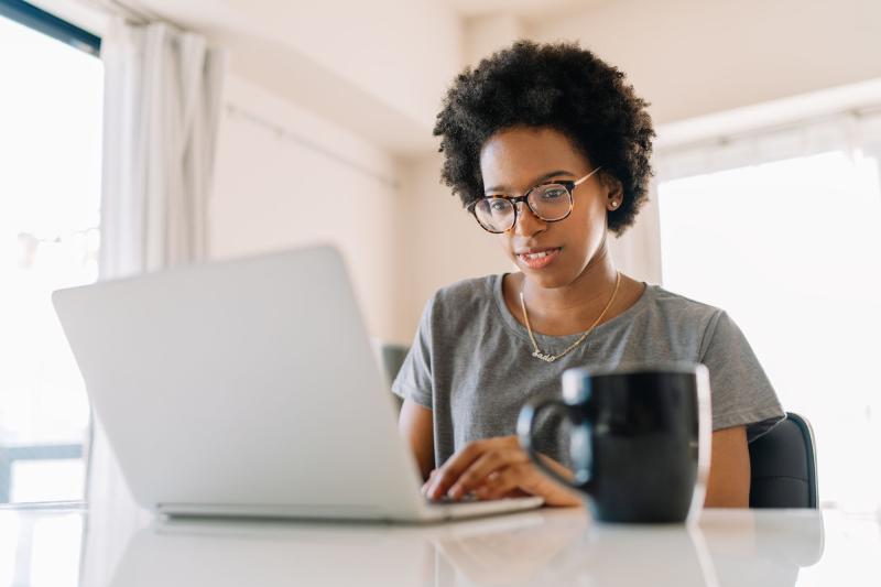 woman working on laptop