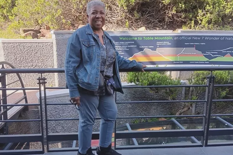 Darlene Day preparing to make the ascent of Table Mountain in South Africa after undergoing a robotic-assisted knee replacement at UChicago Medicine AdventHealth in La Grange.