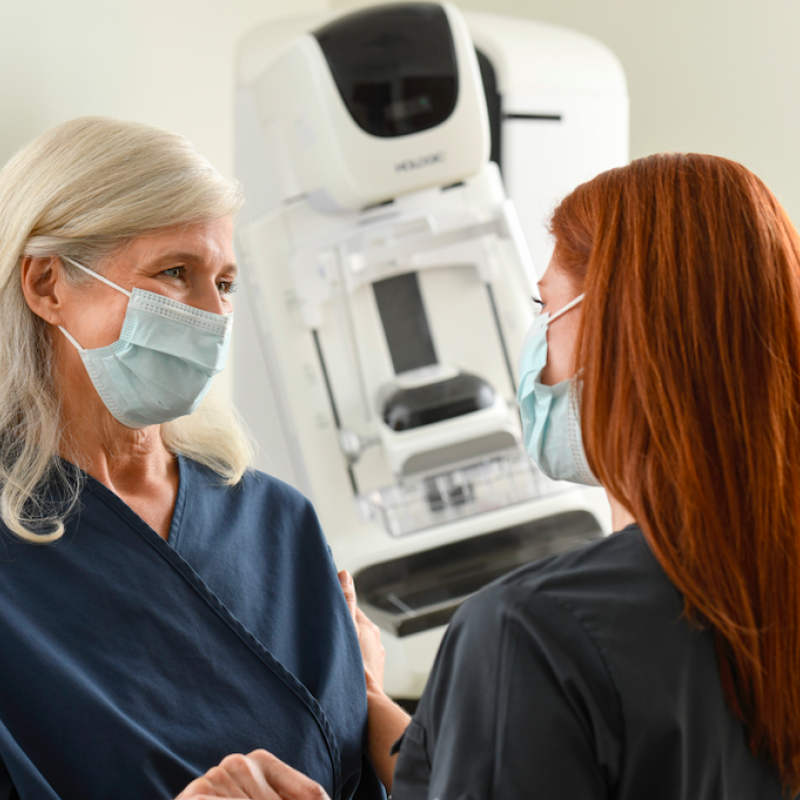 woman getting a mammogram