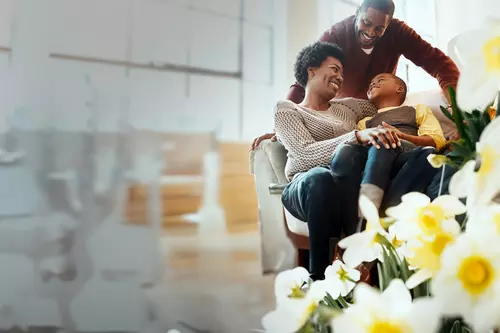 Happy Family in Living Room 